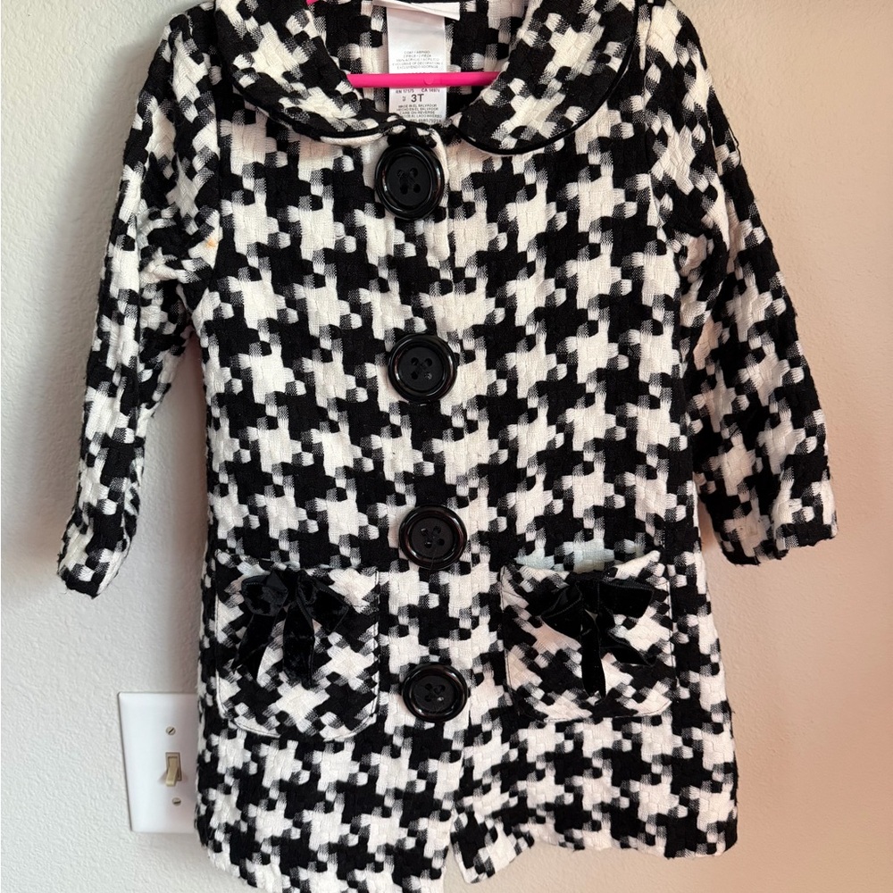 Bonnie Jean Black and White Checkered Pea Coat